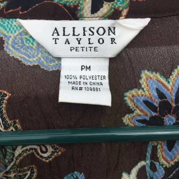 Allison Taylor Petit Ladies Ruffle V Neck Sheer Top - Picture 5 of 5